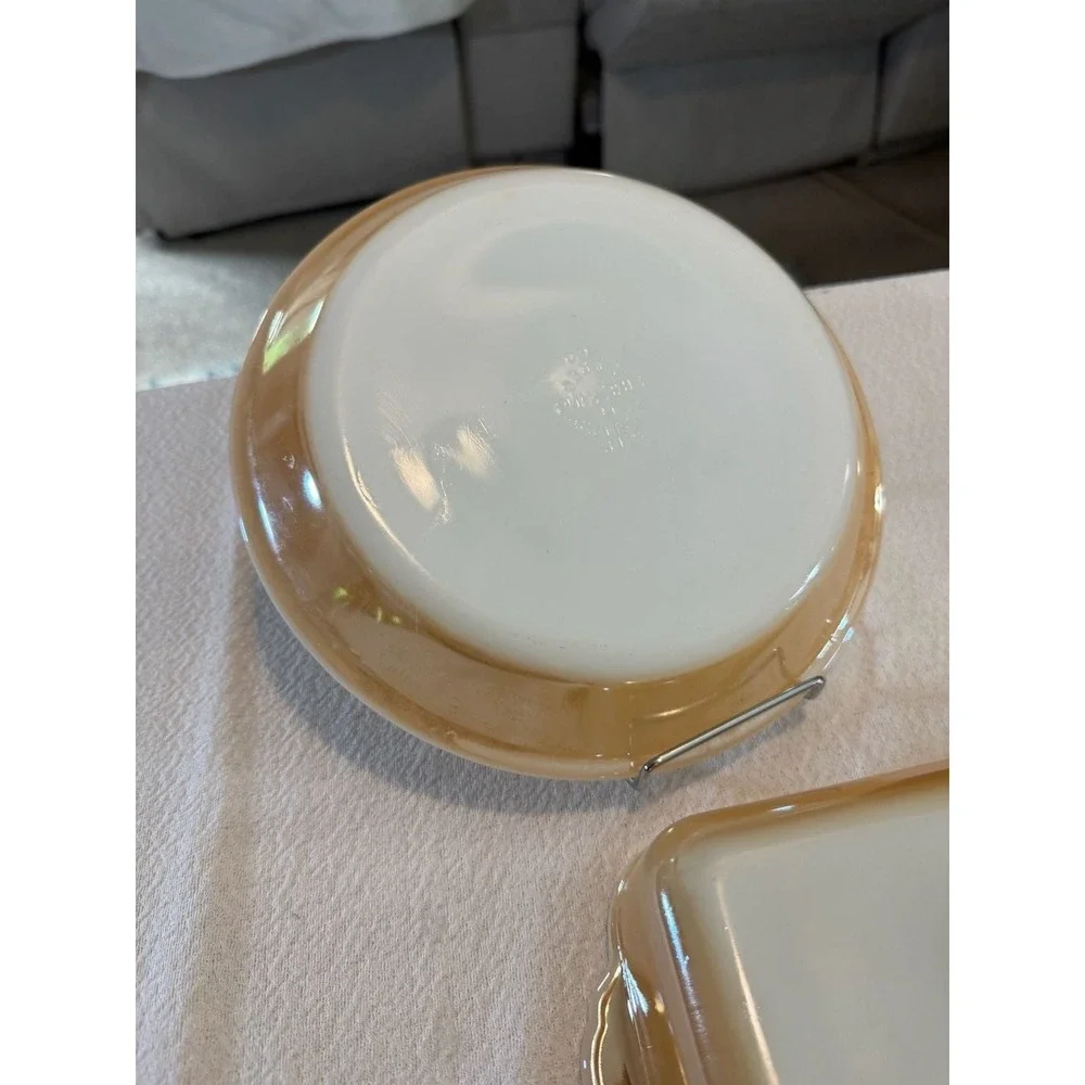 Vintage Anchor Hocking Fire-King Peach Lustre 3-Piece Baking Dish Set